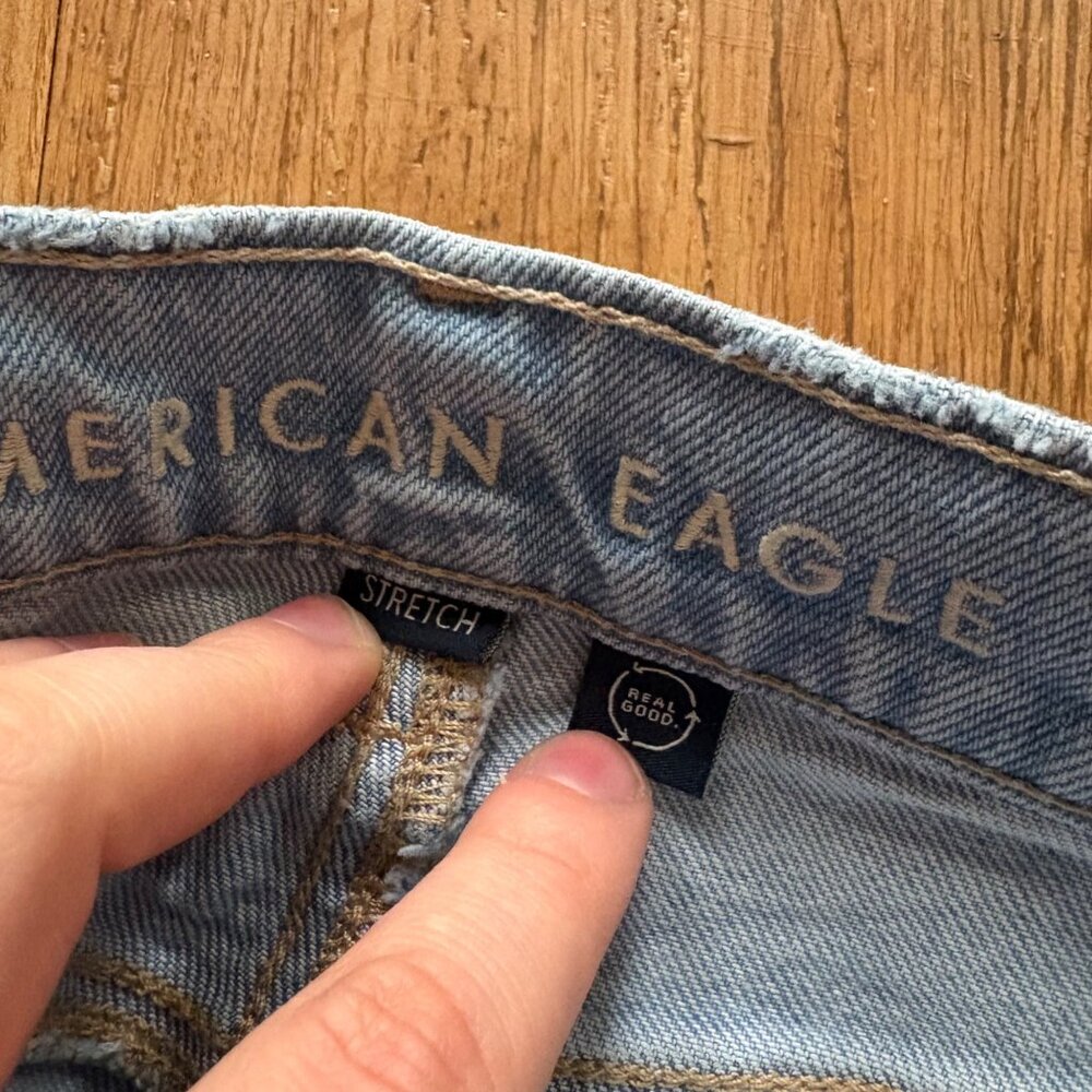 American Eagle Super High Rise Straight Leg Denim Jeans Blue Women’s Size 000 - Picture 10 of 11